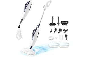 BOJUK Steam Mop for Floor Cleaning, 10in1 Multi Purpose Handheld Steamer Cleaner Detachable for Vinyl, Laminate, Carpet, Tile Hard Floor, 13.5oz Tank,Pet Friendly Steamer Whole House Use