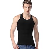 LISEJE Mens Slimming Body Shaper Vest, Gynecomastia Compression Shirts, Tummy Control Undershirts