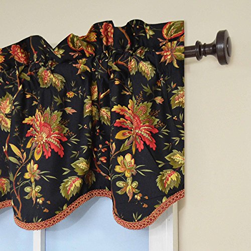 WAVERLY Felicite Floral Pattern with Grimp Trim Window Valance Curtains