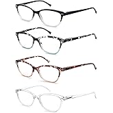 OLOMEE Reading Glasses Women Ladies Readers +1.50 Stylish Women's Magnifying Cheaters Glasses 4 Pack Lightweight Comfortable Fit