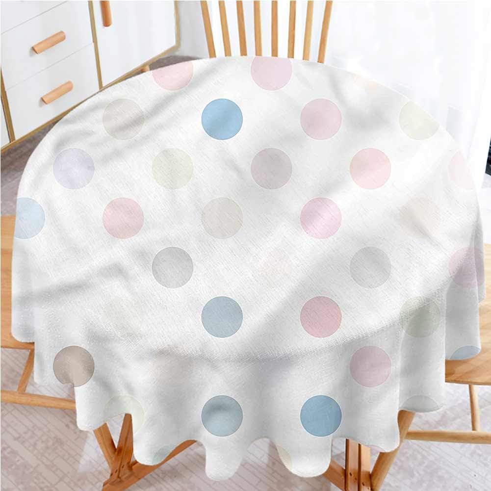 shirlyhome Outdoor Table Cloth Waterproof Polka Dots Premium Tablecloth Soft Pastel Multicolor (Diameter 36")