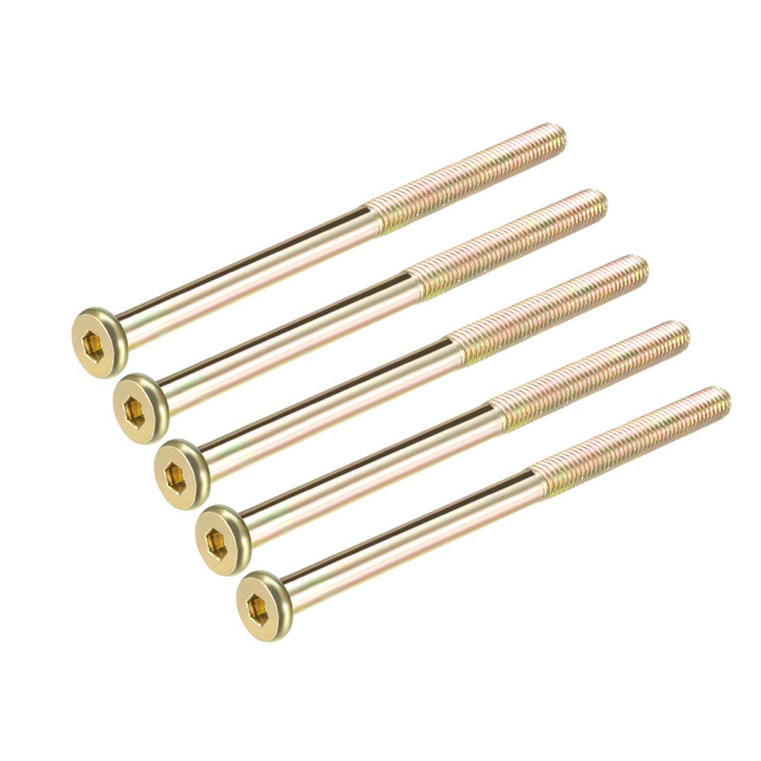 sourcing map M8x130mm Furniture Screw Hex Socket Machine Screws Zinc Plated Fasteners Bolts Half Thread Carbon Steel 5Pcs