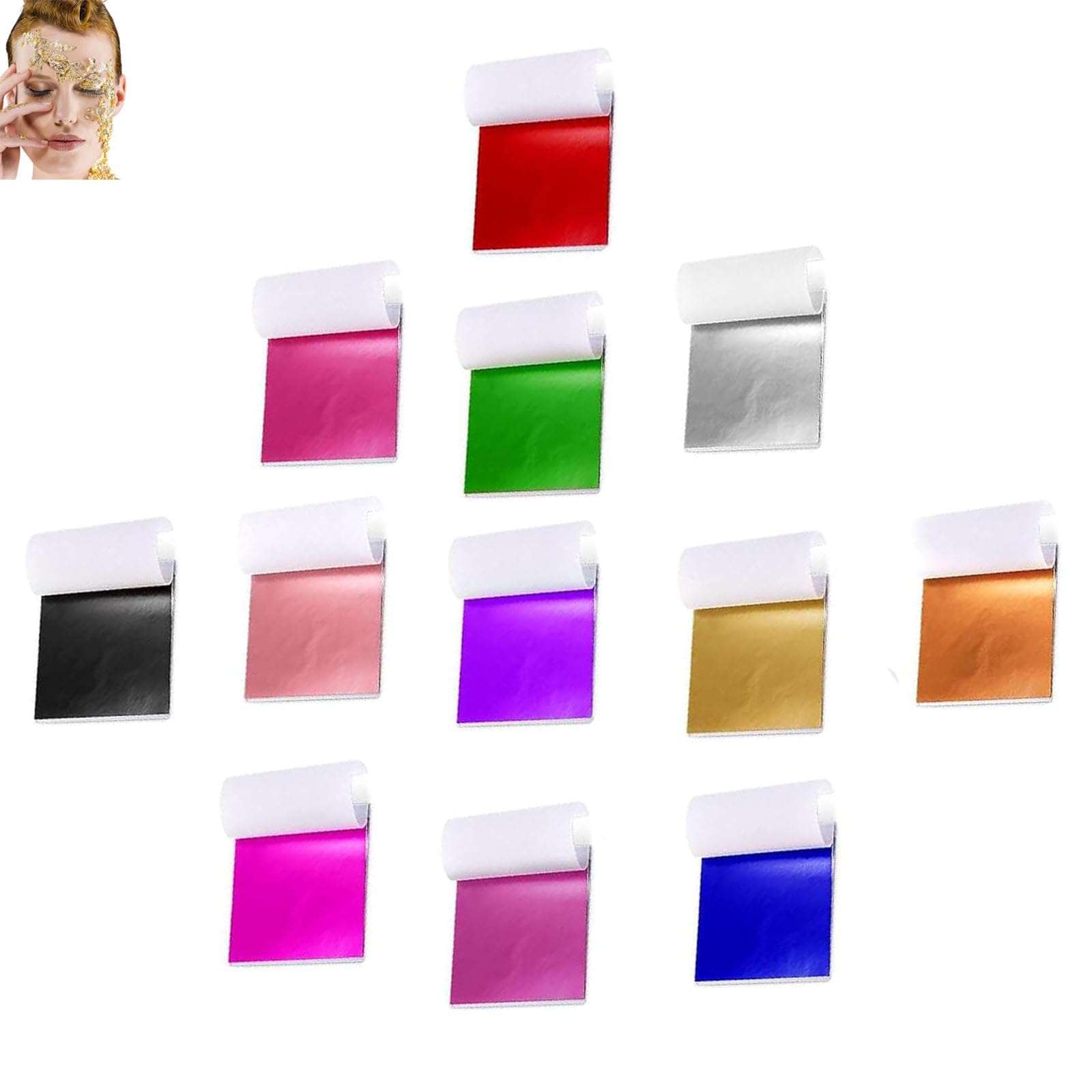 Mystiqut 240 Pcs Gold Leaf Sheets Foil Paper for Crafting Colored Multipurpose Silver Nails DIY Projects Kit Coloured Makeup Artistic Decoration(12 Colors)