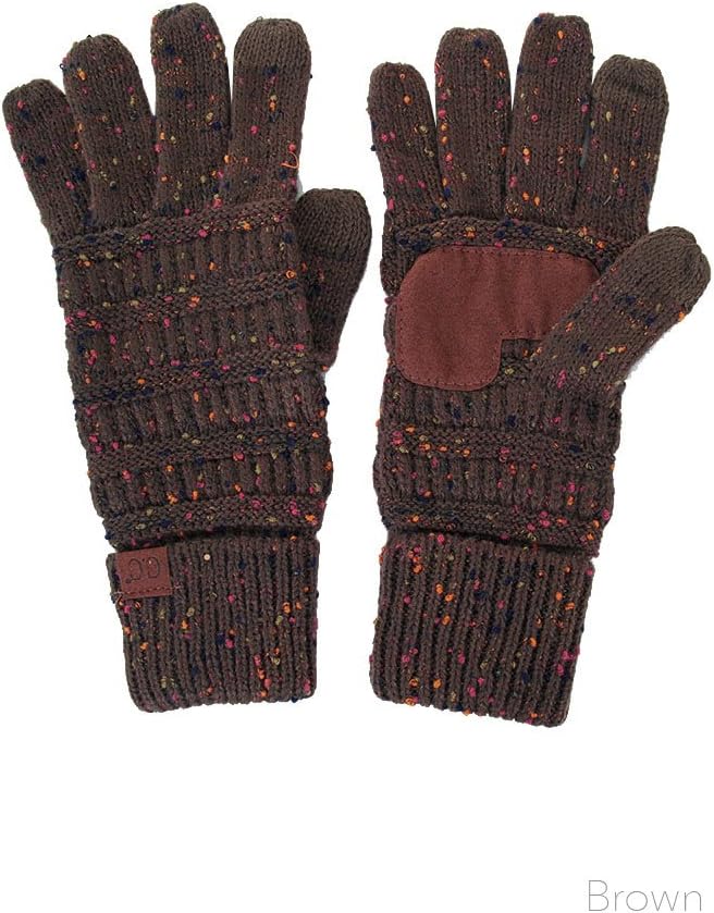 ScarvesMe Beanies Matching Cable Knit Warm Confetti Touch Screen Smart Tip Gloves