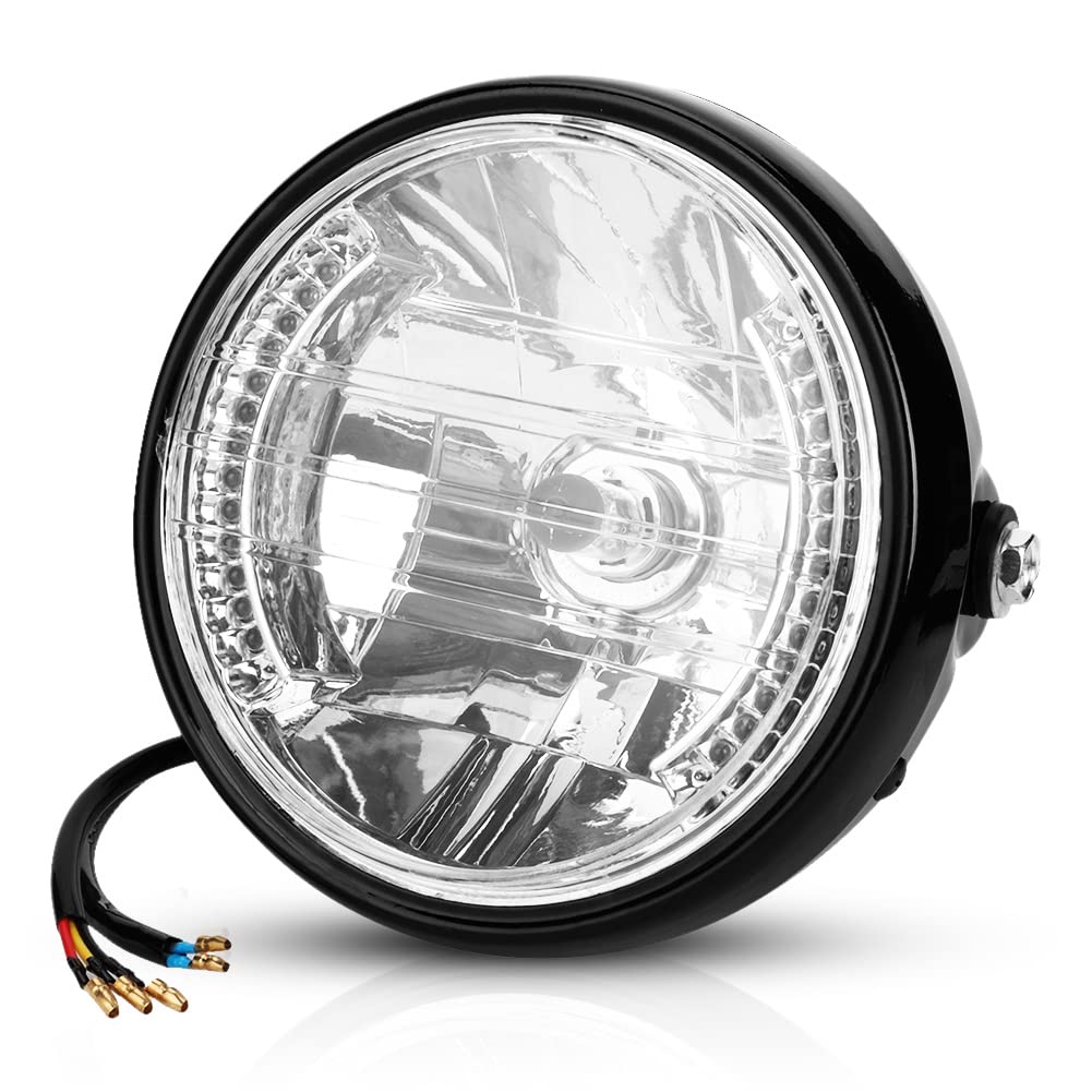 Gorgeri Motorcycle Headlight,Universal 7in Motorcycle Headlamp Headlight Driving Turn Signal Light with Bracket