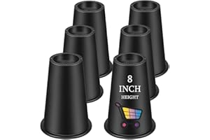 shouwuhho Bed Risers 8 Inch, Heavy Duty Round Furniture Risers Lifts 14" 12" 8" Table, Desk Leg, Sofa, Couch, Adjustable Bed Frame Risers Supports Up to 6,000 Lbs, Black, 6 Pack