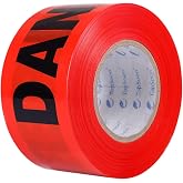 TopSoon Caution Tape Roll, 3 Inch x 300FT, Halloween Decor | Bright Red with Bold Black DANGER Font, for Construction Site, Safety Marking, Halloween & Party Decoration