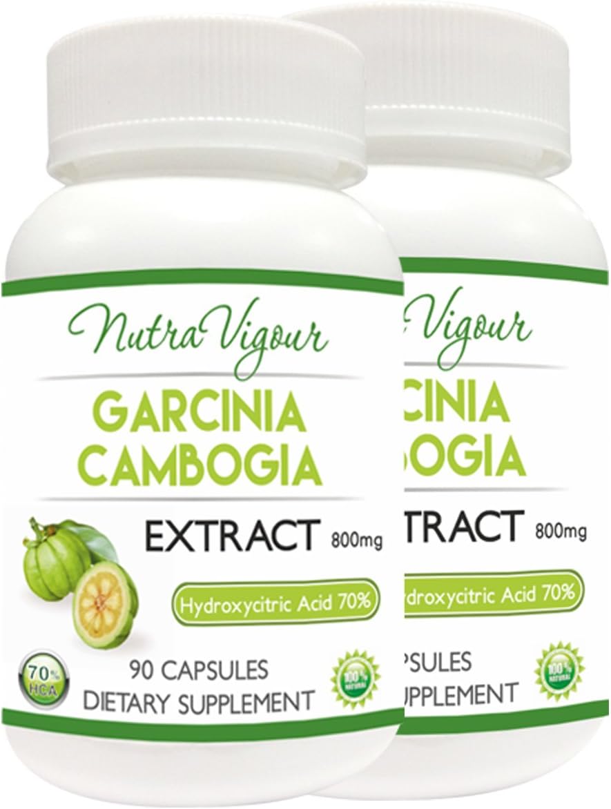NutraVigour Garcinia Cambogia Extract 70% HCA (Hydroxycitric Acid) weight management - 90 Capsules 800mg (Pack of 2)
