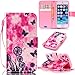 iPhone SE Case,iPhone 5S Case,iPhone 5 Case,[Wrist Strap][Kickstand] Pattern Premium PU Leather Wallet [Card/Cash Slots] Flip Cover for Apple iPhone 5 5S SE [4 Inch] +Crystal Pen (Butterfly)