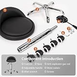 KKTONER PU Leather Round Rolling Stool with Back Rest Adjustable Height Swivel view 8