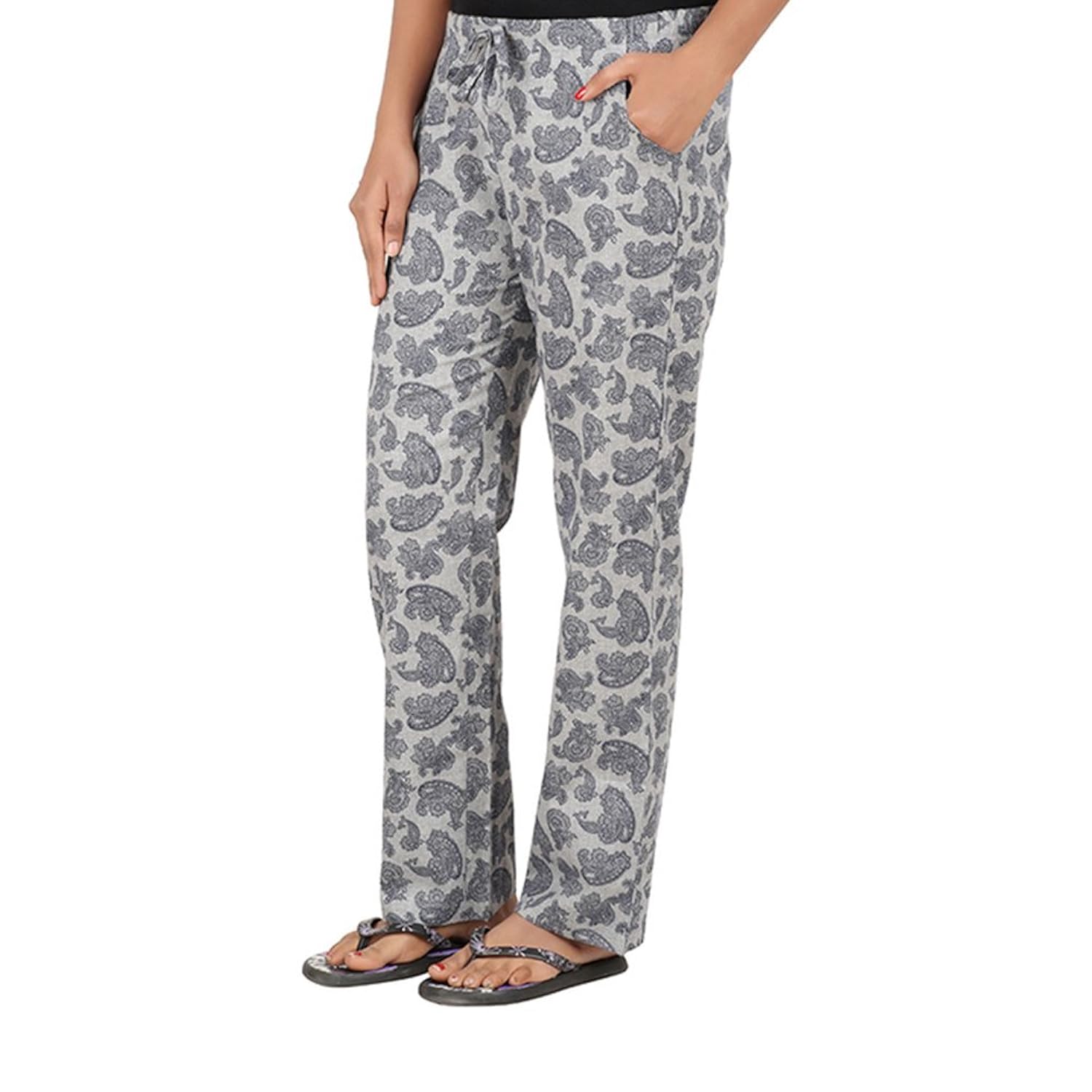 antshrike women cotton woven pyjama nightwear pant -grey
