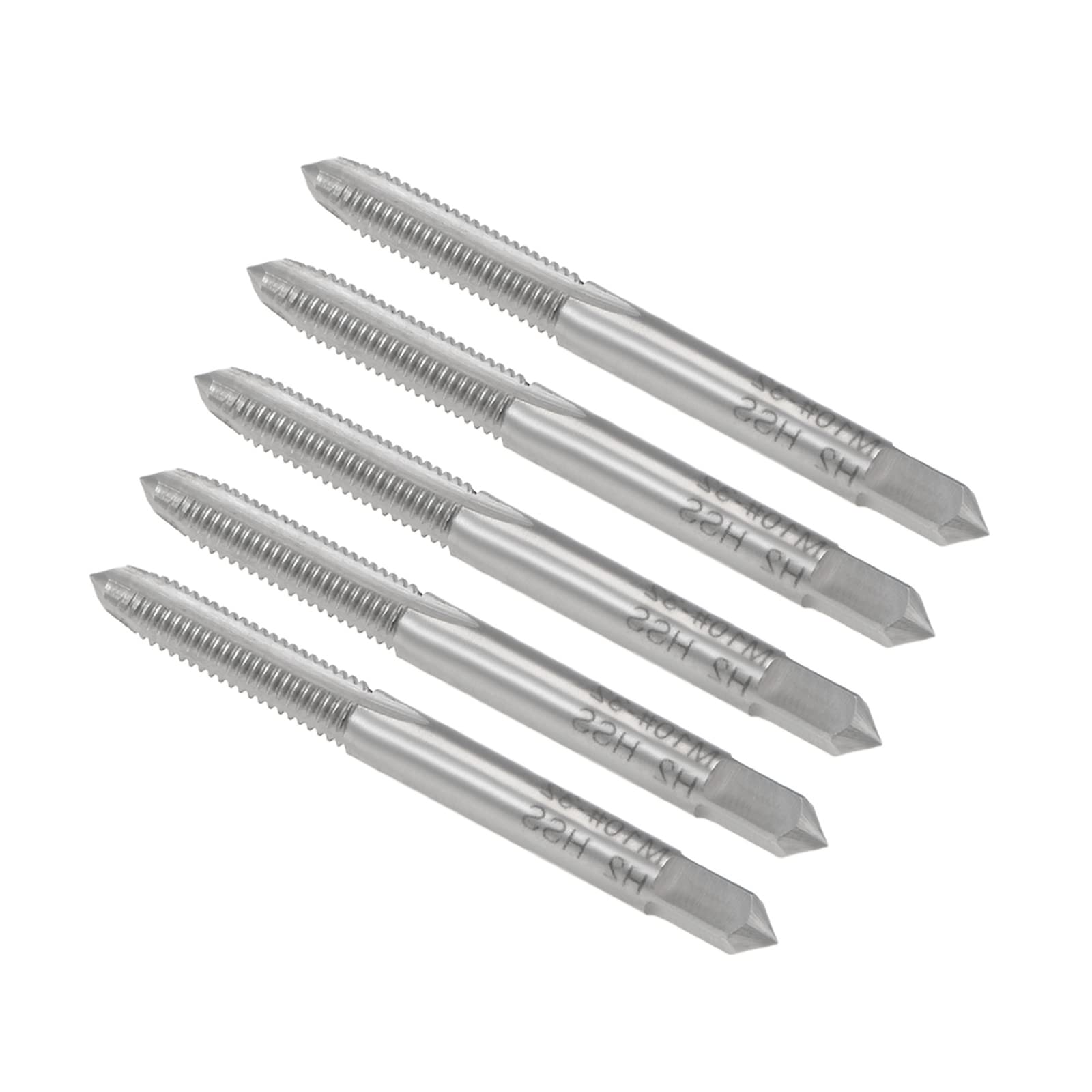 CoCud Thread Milling Taps, 10#-32 UNF Thread H2, High Speed Steel Machine 3 Straight Flutes Screw Threading Tool - (Applications: for Tapping Drilling Machine), 5-Pieces