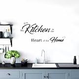 BETESSIN Black Kitchen Wall Art Stickers 'Heart of Home' & Coffee Cups Decals view 4