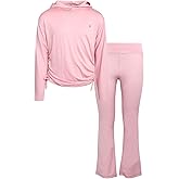 RBX Girls Sweatsuit Set - 2 Piece Pullover Hoodie or Quarter Zip Long Sleeve Tops and Girls Flare Leggings (Sizes 7-12)