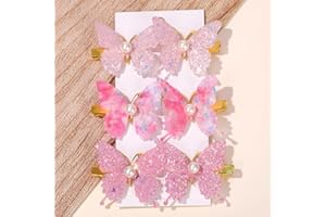 6PCS Butterfly Hair Clips for Girls – Glitter Toddler Hair Clips with Gold Alligator Clips, Sparkly Baby Girl Hair Accessorie