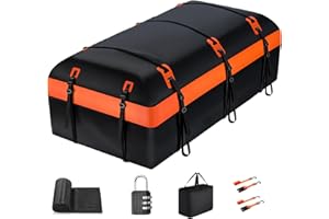 OUTMAX Car Rooftop Cargo Carrier Bag, 30 Cubic Feet Soft-Shell Car Roof Luggage Bag for All Vehicles with/Without Racks, Include 2 Reinforced Straps, 6 Door Hooks, Anti-Slip Mat, Luggage Lock