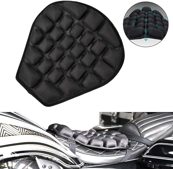Motorcycle Seat Cushion, Air Fillable Seat Pad, Shock
