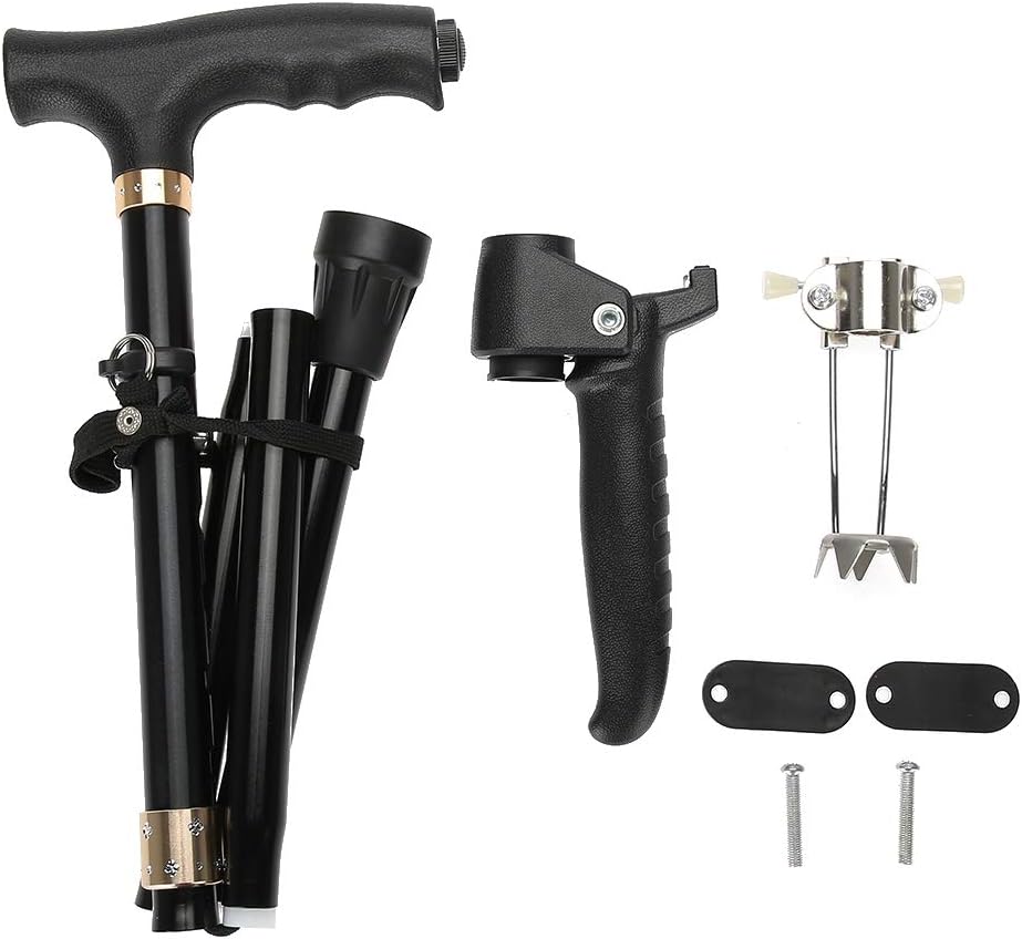 Walking Stick with Led Light, Folding Anti Slip Height Adjustable