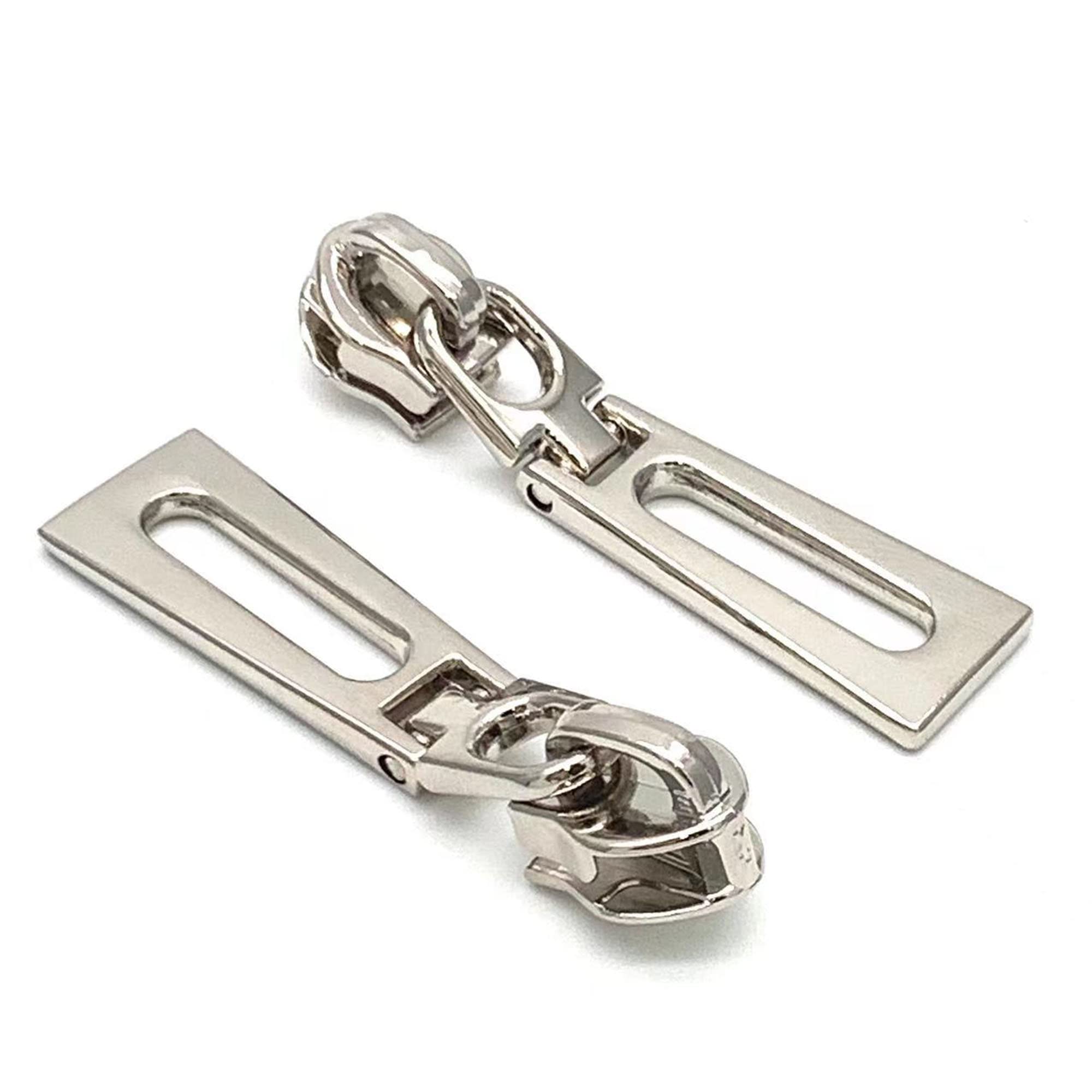 Photo 1 of #5 Zipper Pulls Silver Metal Zipper Pull 25pcs Bulk Heavy Duty Nylon Coil Zipper Head Zipper Slider for Purses Bag Sewing RuiDaTeng