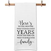 GOSJINNK Funny Kitchen Towels for Friends, Here's to The Months That Turned into Years Dishcloths, Friendship Gifts for Women, Friendship Quote Decorative Tea Towels, Birthday Gifts for Sister Bestie