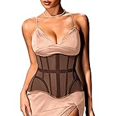 ChiaoLezhee Women's Mesh Underbust Corset, 20-Bone Lightweight Hourglass Waist Cincher, Shapewear for Under Dresses & Outfits