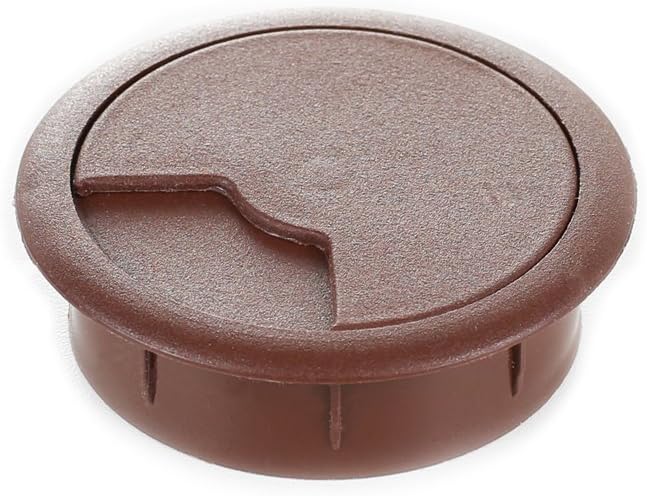 Sossai® Desk Cable Grommet KDM2 | 8 pc | Diameter: 60 mm | Colour: Brown | Cable Outlet, Cord Hole Cover Plate for Desks, Offices & Worktops
