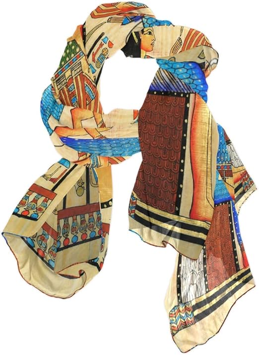CPYang Egyptian Papyrus Horus Queen Women Scarf Long Soft Chiffon Neck