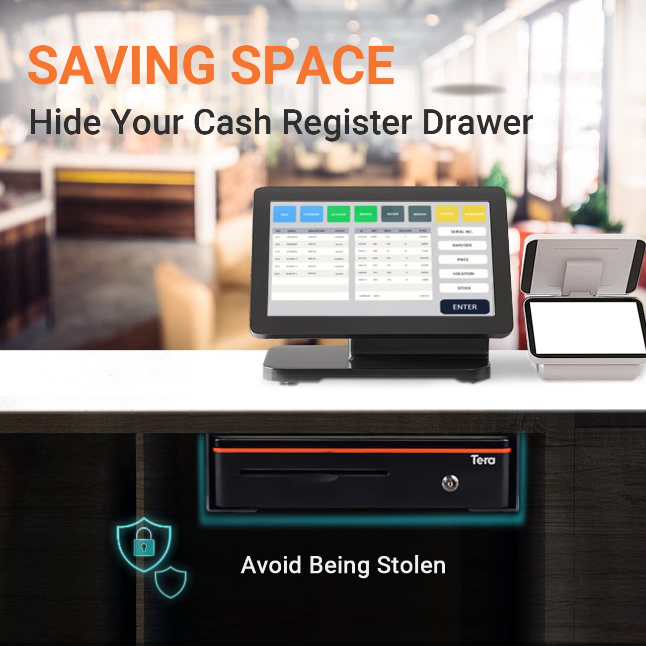 Tera Universal Under Counter Mounting Brackets for Cash Drawer 13 14 15 16 inch Easy Installation Heavy Duty Metal Steel Bracket with Screws for Small Business Under Desk Cabinet Fit Most Cash Drawers