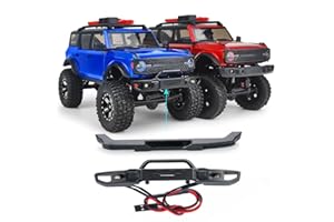 WEFEINO Metal Front & Rear Bumper with Lights for 1/24 Axial SCX24 AXI00006 Bronco RC Crawler Car (Front and Rear)
