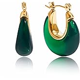 Fullpop Vintage Earrings for Women, Chunky 14K Gold Plated Resin Hoop Earrings Lightweight Hollow Drop Earrings Hypoallergenic Earrings for Women Vintage Anthropologie Jewelry Gifts for Women