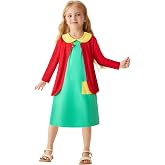 Auggle Girls Costume Green Dress Red Knit Cardigan Halloween Movie Cosplay Outfit