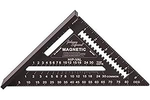 Johnson Level & Tool 1959-0700 Magnetic Johnny Square Professional Easy-Read Aluminum Rafter Square, 7", Black, 1 Square