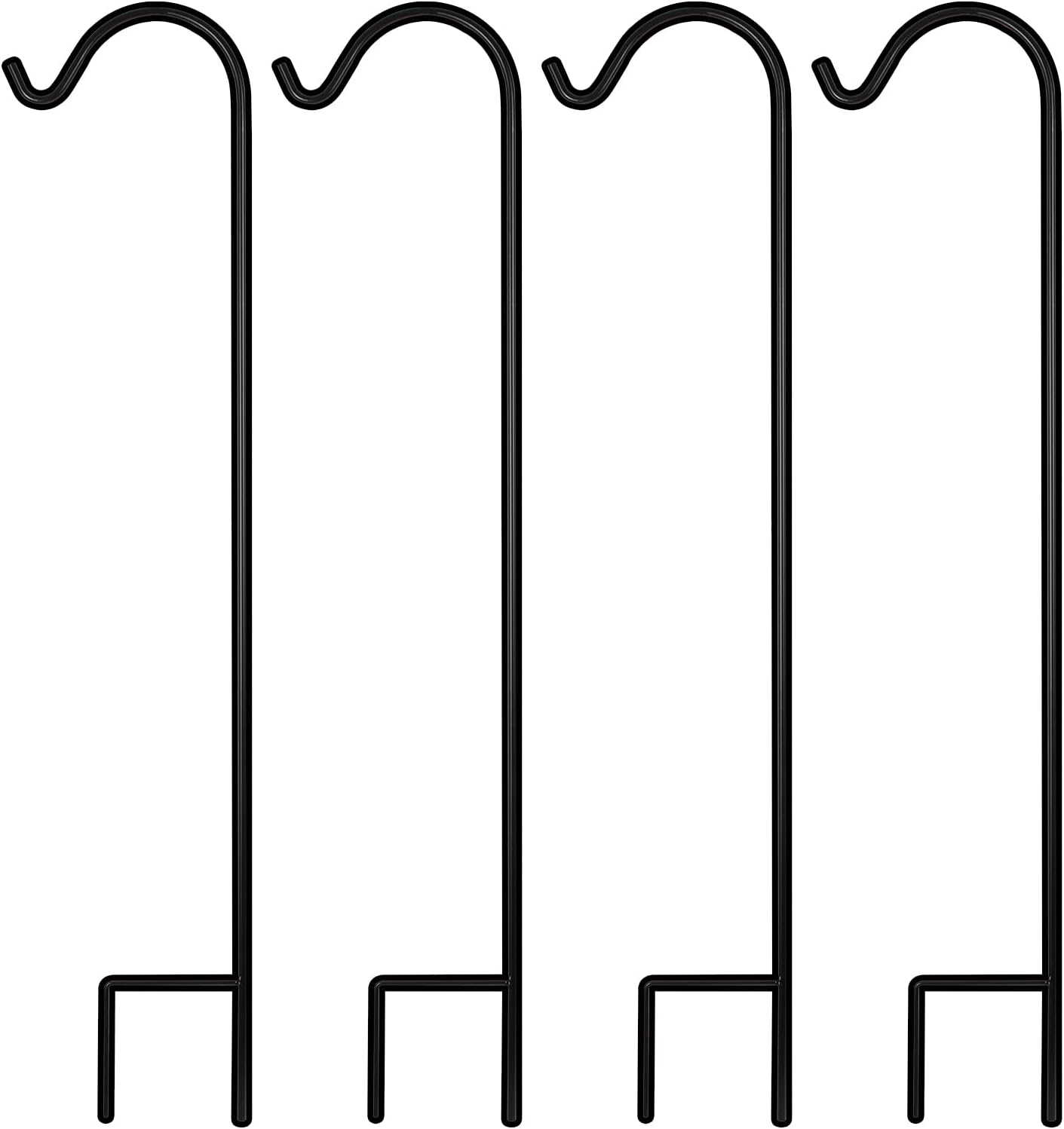Outdoor Shepherd's Hooks - Gtongoko 4 Pack Shepherds Hook 48 Inch, Heavy Duty Solid Garden Hooks for Hanging Lanterns, Wedding Decor, Black
