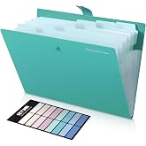 SKYDUE 7-Pocket Expanding File Folder, Accordion Document Organizer | Professional Portable Paper Receipt Holder with Labels 