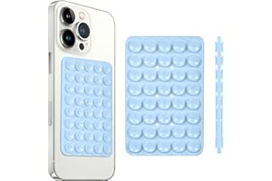 Hlija Suction Cup Phone Case Mount Double-Sided,Silicon Sticky Phone Stand for iPhone and Android, Hands-Free Strong Grip Holder for Selfies and Videos - Baby Blue