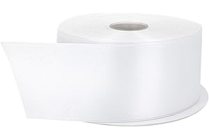 Stuffvisor White Satin Ribbon, 2 Inches x 50 Yards, Double Face Solid Color, Thick and Durable Roll for Gift Wrapping, Crafts, Hair and Multiple Decorations - 100% Polyester