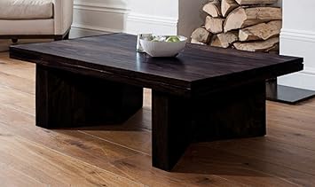 TimberTaste Mary Solid Wood Coffee Table (Dark Walnut Finish)