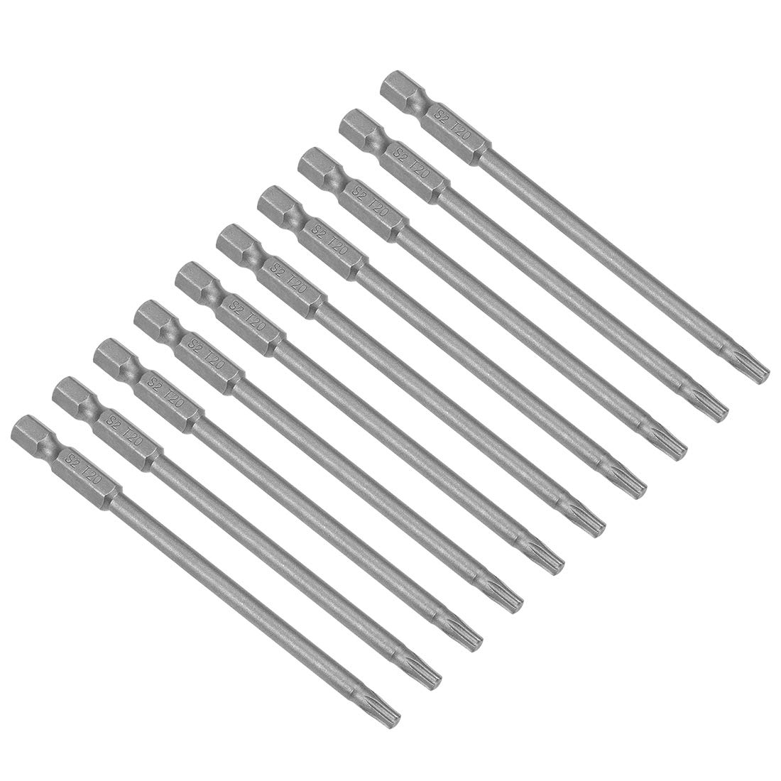 sourcing map 10 Pcs T20 Magnetic Torx Screwdriver Bits, 1/4 Inch Hex Shank 3.93-inch Length S2 Power Tool