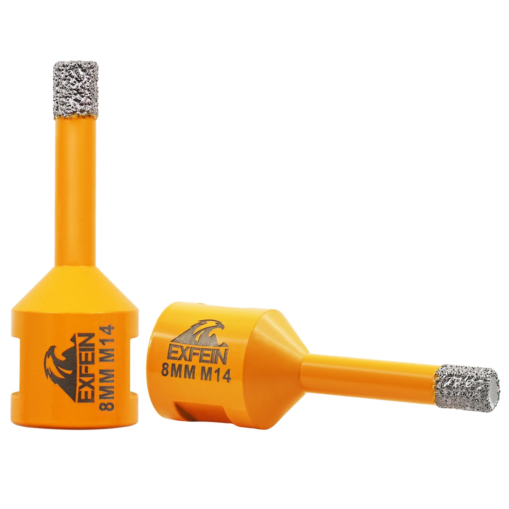 EXFEIN Diamond Core Drill Bit - 2pcs 8mm Tile Hole Saw Drill Bit for Drilling Ceramic Porcelain Tile Marble Brick Granite M14 Thread Dry Core Drill Bit