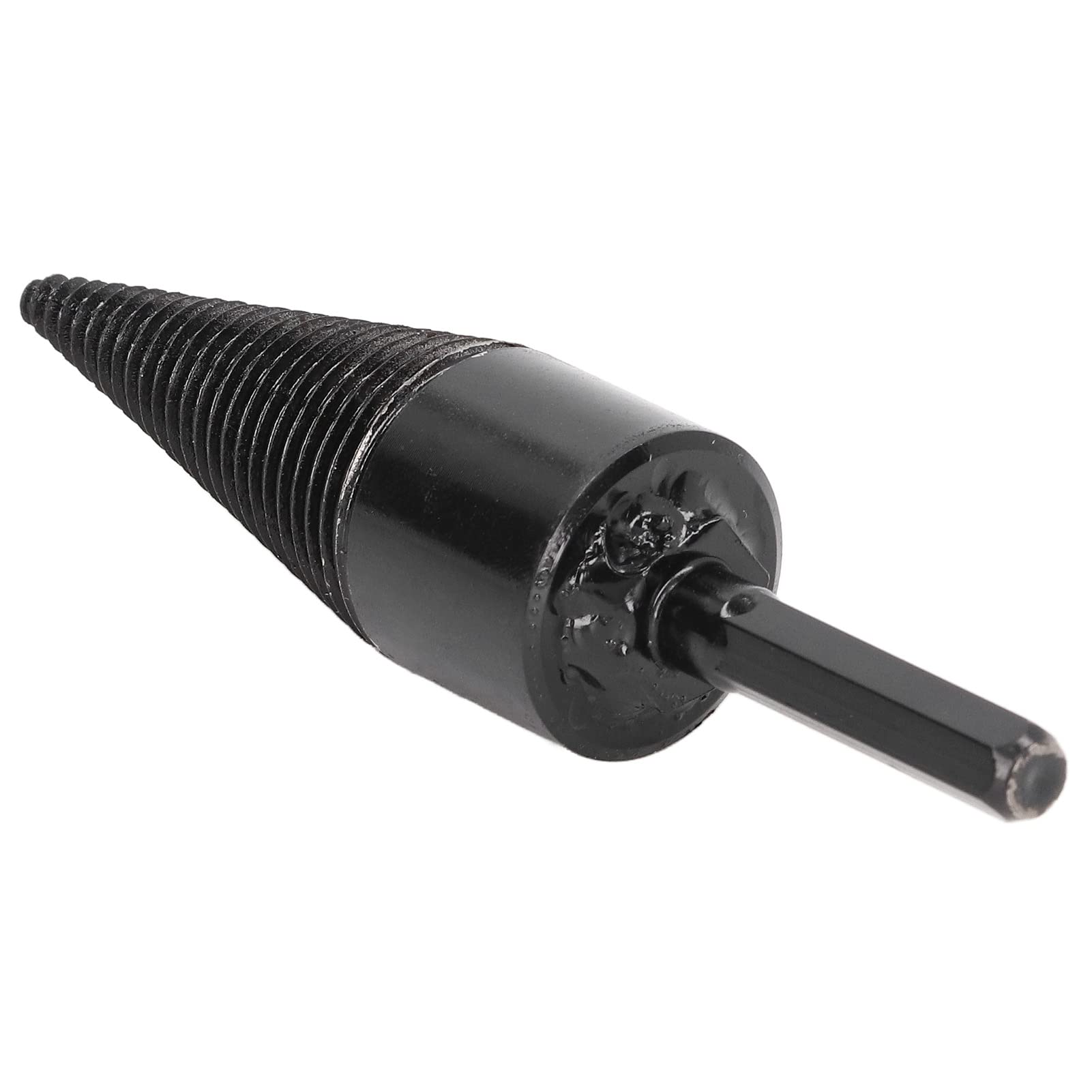 Firewood Drill Bit, Carbon Steel Hex Shank Cone Design Wood Log Splitter, Drilling Tool for Firewood Splitting, Black 38mm/1.5in