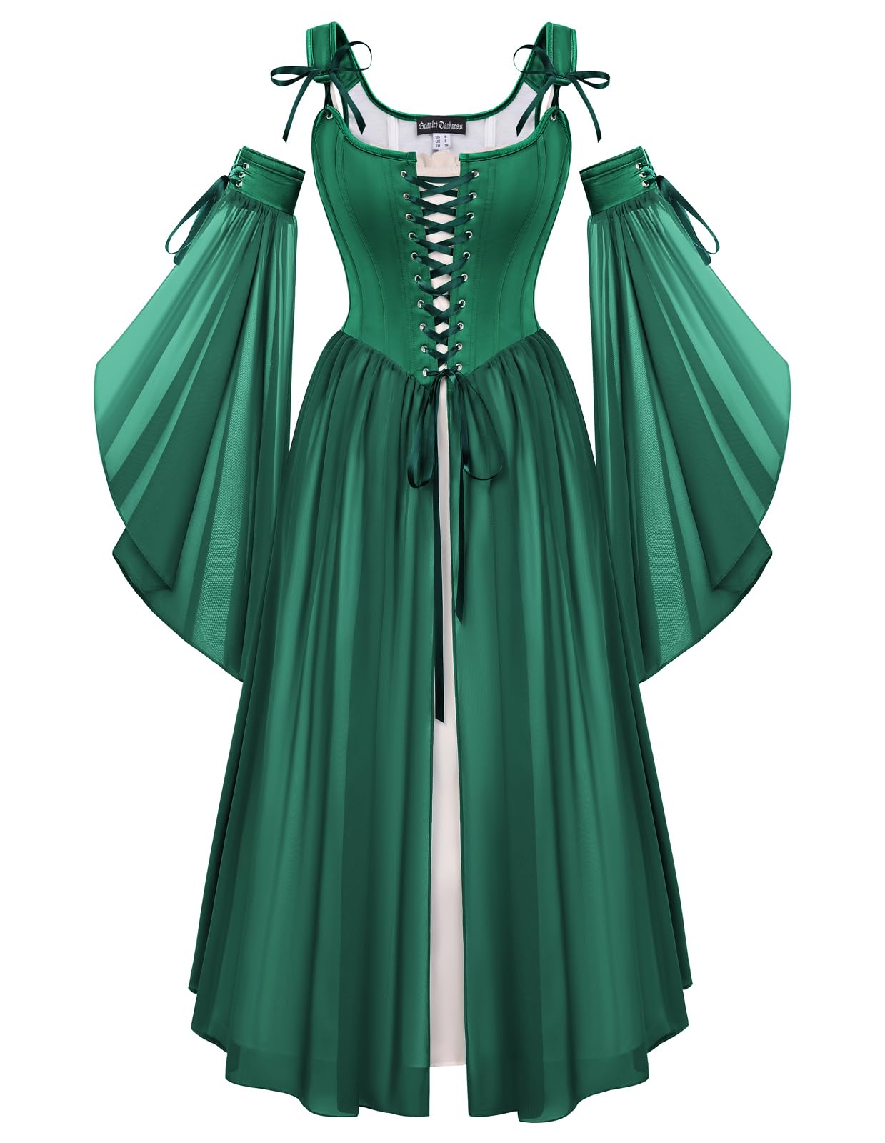 Scarlet Darkness Renaissance Costume Women Fairy Corset Dress 6, Dark Green  | eBay