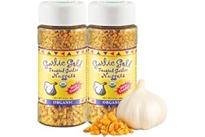 Garlic Gold Toasted Nuggets, Crunchy Roasted Garlic Seasoning, USDA Certified Organic Salad Topper, Keto Paleo Friendly (2.1 Ounces, 2 Pack)