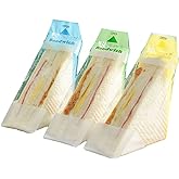 Typutomi 300 Pcs Disposable Transparent Plastic Wrappers for Sandwiches | Sandwich Containers Sandwich Wedge Box Triangle Bakery Packaging, Easy to Tear(Yellow&amp;Green&amp;Blue)