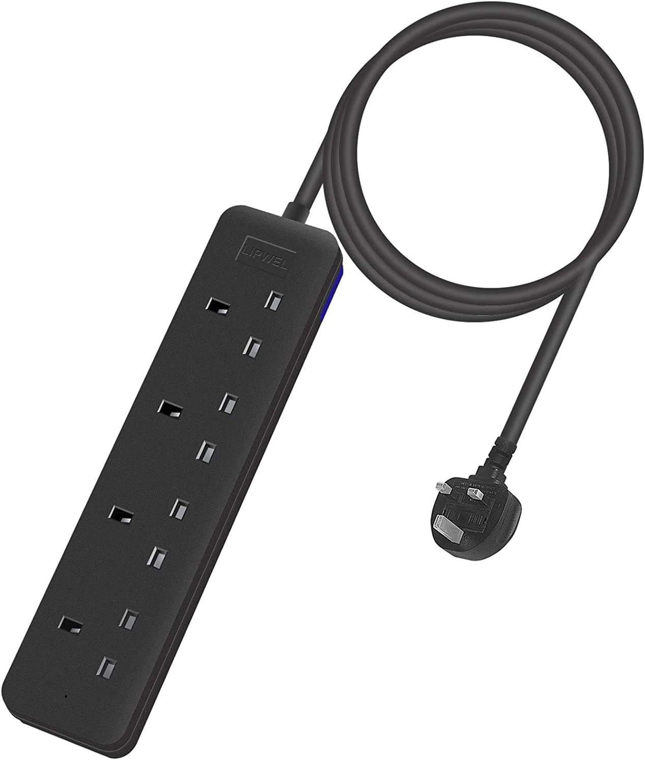 Black Extension Lead 4way Power Socket 1.8m Extension Cord Power Strip Extension Cable