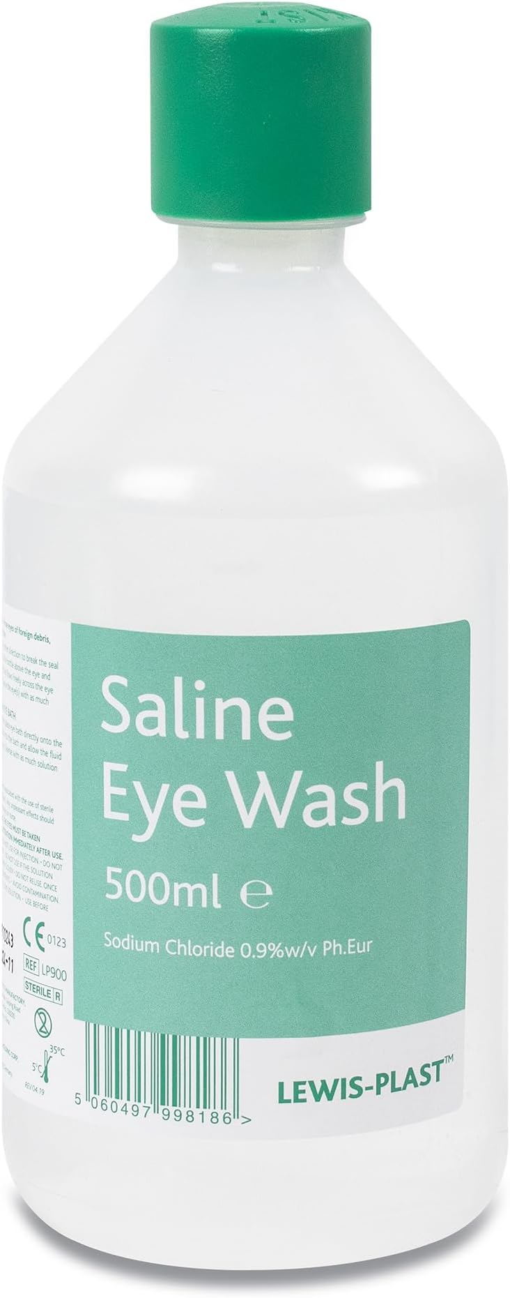 Lewis-Plast Saline Eye Wash Solution 500ml Bottle Sterile 0.9% Sodium Chloride