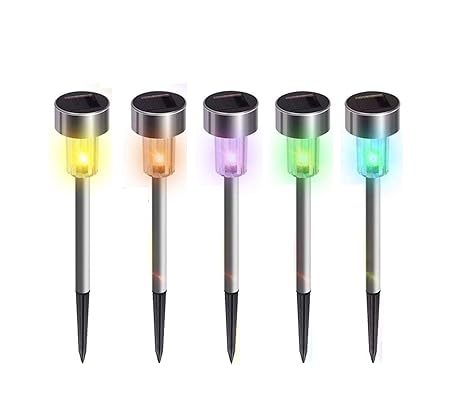 Garden Outdoor Stainless Steel LED Solar Landscape Path Lights Yard Lamp (Coloring Light (Red Green Blue), 4)