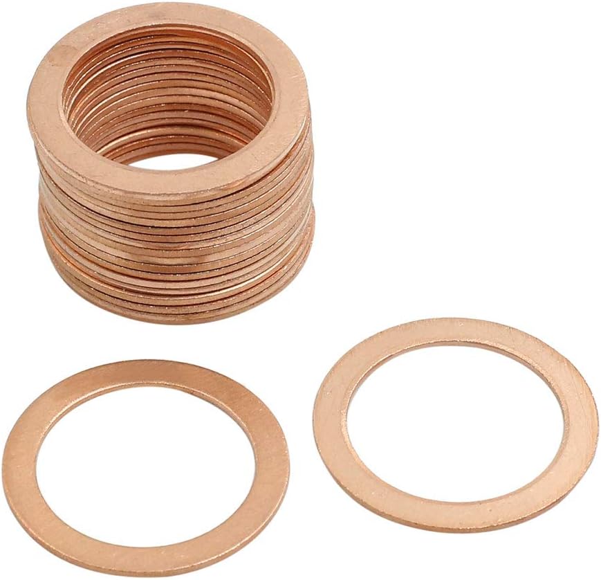 X AUTOHAUX 20 Pcs 22mm Inner Diameter Copper Washers Parts Flat Gasket Fitting