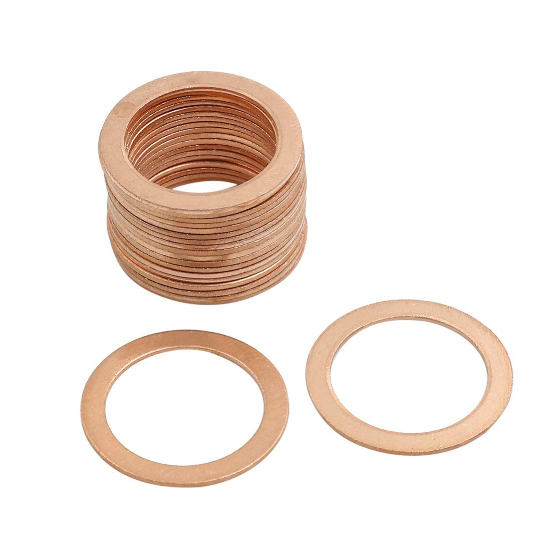 X AUTOHAUX 20 Pcs 22mm Inner Diameter Copper Washers Parts Flat Gasket Fitting
