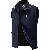 Flygo Men's Winter Warm Outdoor Padded Puffer Vest Thick Fleece Lined Sleeveless Jacket