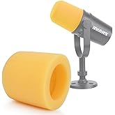 YOUSHARES Pop Filter Compatible with Shure MV7 Microphone - Mic Foam Windscreen Cover for MV7 Microphone to Blocks Out Plosives (Yellow)